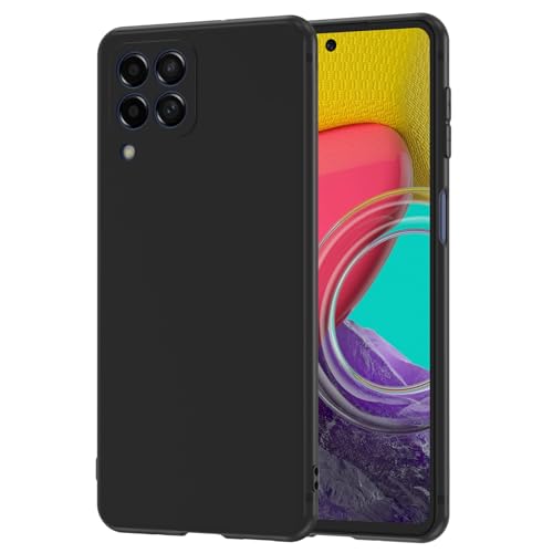 NEW'C Funda para Samsung Galaxy M53 5G (6,7 Pulgadas) Carcasa Silicona Negra, Antichoques y Antiarañazos, Silicona TPU, HD Clara