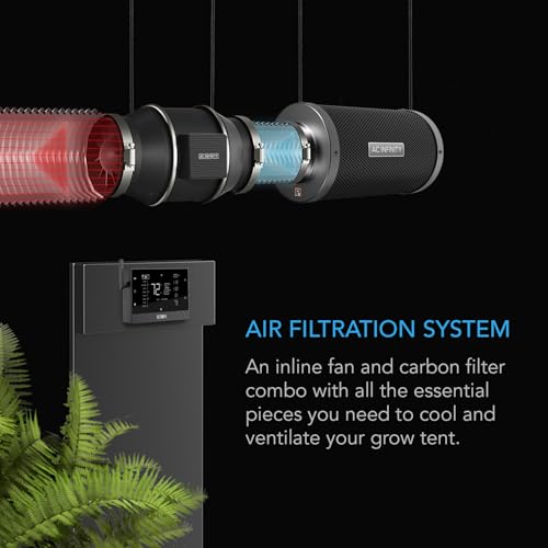 AC Infinity Air Filtration PRO Kit 4”, AI Controller with WiFi App Control & Auto Level Adjusting, Inline Fan, Carbon Filter, Ducting, Ventilation System for Grow Tents, Hydroponics, Indoor Gardening