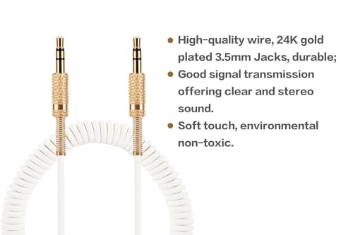 Cable de audio Jack 3.5mm macho a macho 2 pies blanco miniatura 3