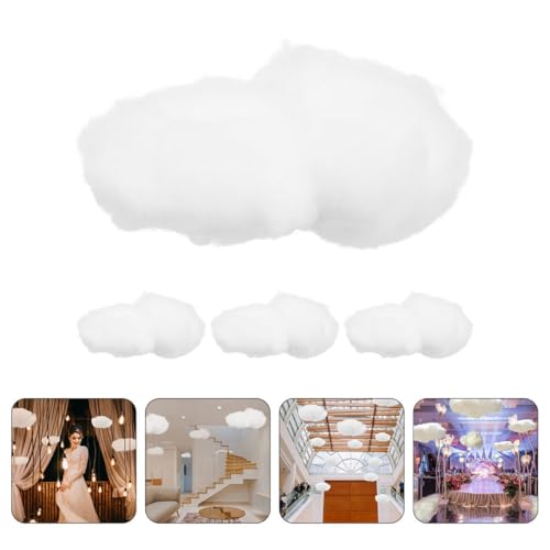 Nuages artificiels 3D en coton blanc lot de 4 suspensions légères de 15 cm - 8