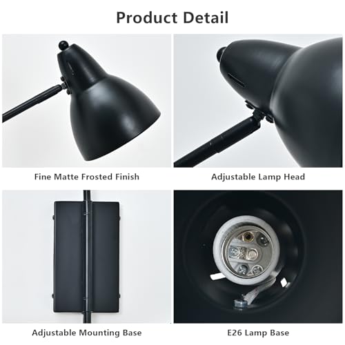 Image of Modern Black 2-Light Plug in Swing Arm Wall Sconce, 1 Pack