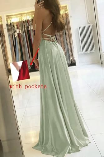 RSOETOO Women’s Long Prom Dresses for Teens with Pockets Spaghetti Straps Formal Party Evening Gowns 2026 Prom Dress RON025