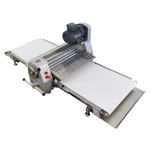 LGXEnzhuo Commercial Dough Sheeter 20'' Width Reversible Roller Dough Presser Desktop Croissant Roller Sheeter Stainless Steel Pastry Machine 0.04-1.26'' Thickness Folding Pizza Sheeter 110V