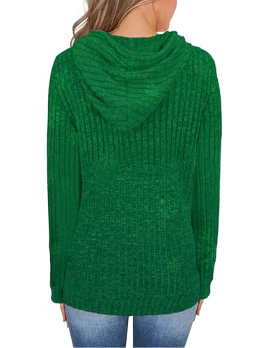 MixShe Women’s Color Block Knit Hoodie – Casual Long Sleeve Pullover Sweater Tops with Pocket