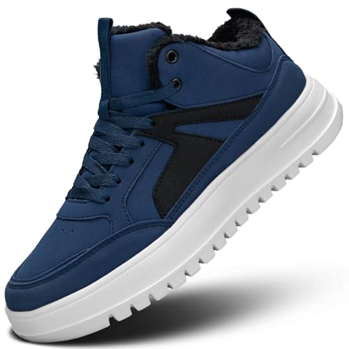 Kvovzo Mens Snow Winter Shoes Fur Lined Warm Hight