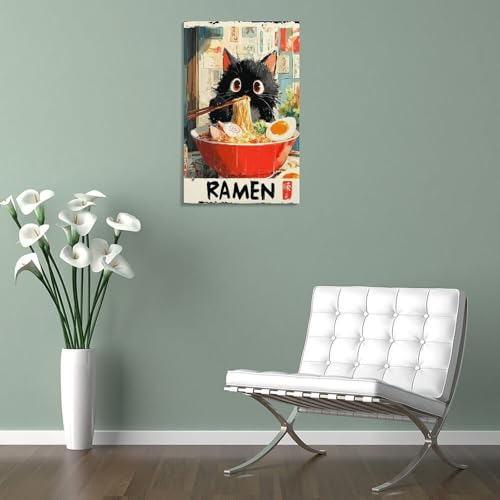 Tableau Chat Ramen déco murale pour raviver un mur blanc vide - 4