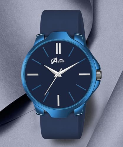 Image of Acnos Minimalist Slim Series | Smart Watch Strap | Smart Clip | Soft Silicon | Boys Analog Watch - for Men (Black /Blue /Brown)