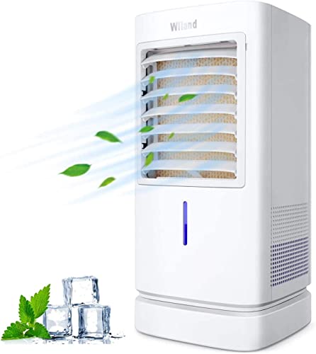 Mobile Klimagerät, 180 ° Drehbarer Mini Luftkühler mit Luftreiniger, 3 Geschwindigkeiten, 4H Timer, Intelligentem Touchscreen, Verdunstungskühler Klimaanlage Ventilator Leise für Zuhause und Büro Cover