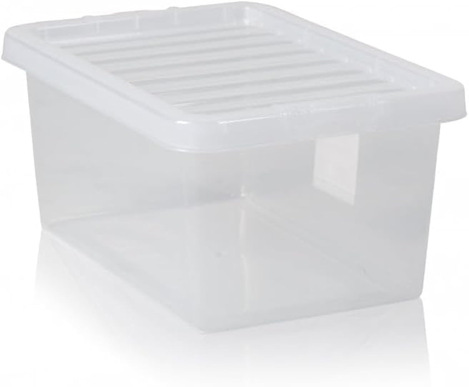 Checkmart PACK OF 2 Large Storage Box with Lid Strong Plastic Stackable Nestable Container Home Office Clear (11 Litre)