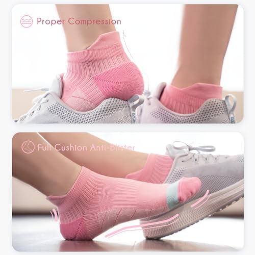 Image of BRISIRA Coolmax Bamboo Viscose Women Compression Running Ankle Socks No Show Athletic Wicking Thick Cushioned Arch Support