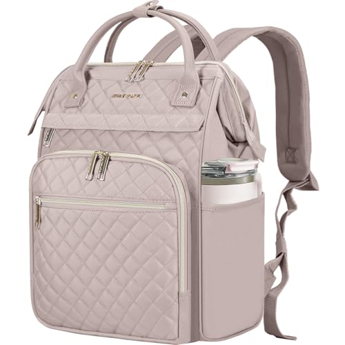 EMPSIGN Laptop Rucksack Damen 17.3 Zoll Wasserfest Mädchen Elegante Arbeitstasche Lehrertasche Reiserucksack Tagesrucksack für Uni Büro Reise Rosa
