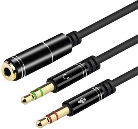 Headphone-Microphone and Audio 2-in-1 Adapter Cable, Y-Splitter Cable 3.5 mm Jack Headset Adapter (2 sockets to 1 Plug) for Gaming Headphones, Smartphones Sturdy