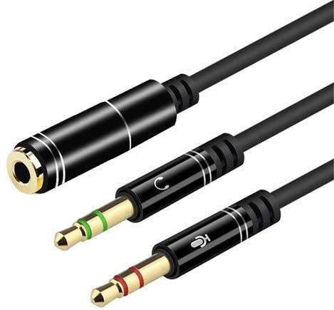 Câble Adaptateur Casque-Micro et Audio 2 en 1, câble répartiteur en Y Adaptateur Casque Jack 3,5 mm (2 Prises vers 1 Prise) pour Casque Gaming, Smartphones