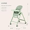 PEG Living Seggiolone Pappa dalla Nascita, Design Contemporaneo, Funzione Sdraietta, Altezza Regolabile, Doppio Vassoio, 4 Ruote 360°, Chiusura Compatta, 0–3 Anni (0–15 kg), Sage