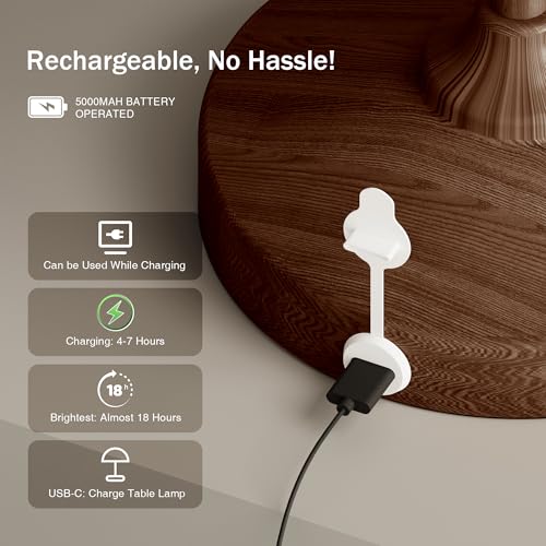 Image of Dawnwake Mushroom Lamp Cordless Lamp Table Lamp,Outdoor Waterproof Shower Lamps,5000mAh Rechargeble Battery Operated Dimmable Touch Desk Lamps,LED Night Light for Bathroom Patio Camping Outdoor /Walnut