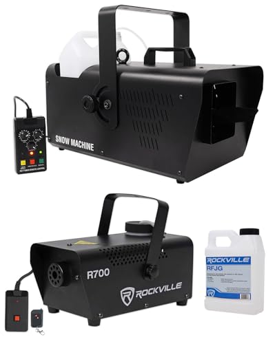Audiosavings Bundle: Chauvet DJ SM 250 Portable DMX Snow Machine w/Wired Timer Remote SM250 Bundle with Rockville R700 Fog/Smoke Machine w/Remote+Fluid Quick Heatup, Thick Fog (2 items)