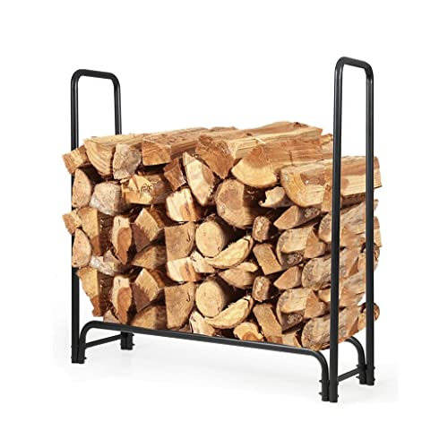 GLETSF Estante De Leña De Hierro Negro En Forma De S para Herramientas De Chimenea, Diseño Simple, Estante De Madera para El Piso del Hogar En Forma De S