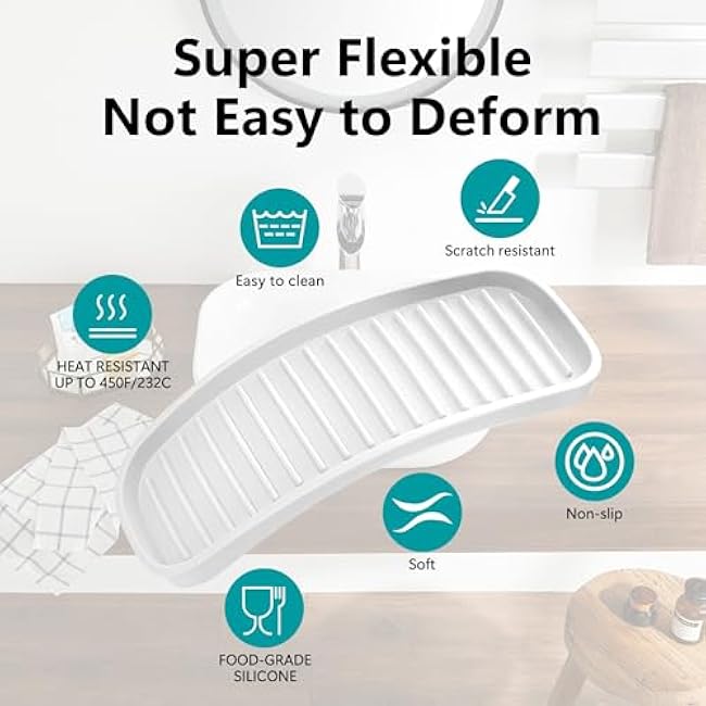 Silicone Sponge Holder Kitchen Sink Organizer Tray Dish Caddy Soap Dispenser, Scrubber Spoon Holder,Dishwashing Accessories 2 Pack (White)