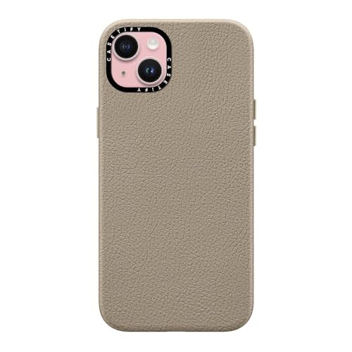 Étui en cuir iPhone 15 Plus CASETiFY gris à protection 1.5m MagSafe