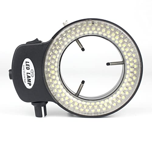 顕微鏡観察 調整可能な 52/144 LED リングライト照明ランプ産業用ステレオ三眼顕微鏡ビデオカメラレンズ拡大鏡(144 LED black)
