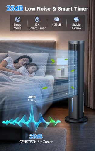 Image of Windowless Portable Air Conditioner w / 5 Mode&3 Speed, 12H Timer, 120 Oscillating Evaporative Air Cooler, LCD Touch Control & 28FT Remote, 4L Water Tank Swamp Cooler Air Conditioner for Room