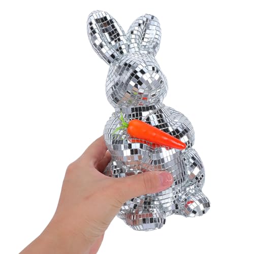 Statue de lapin disco en mosaïque miroir pour centre de table de Pâques