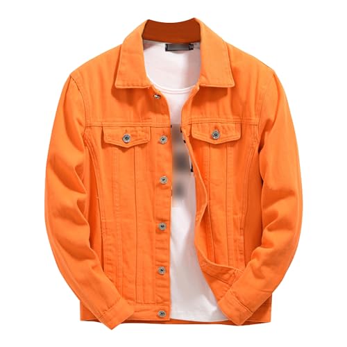 Men's Loose Plus Size Casual Jean Jacket Spring Autumn Denim Jacket Classic Trucker Style Slim Fit Outerwear