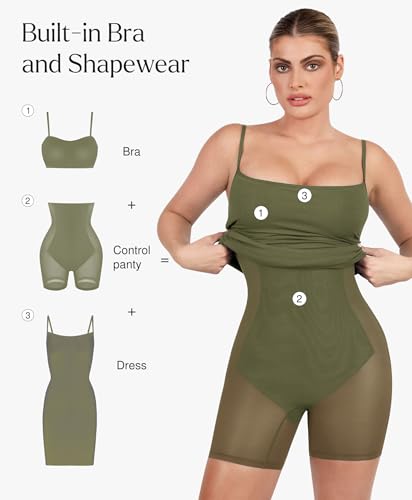 Image of Popilush Club Dresses for Women Built in Bra Dress Tummy Control Shapewear Mini Cocktail Dress Party Date Night Bodycon