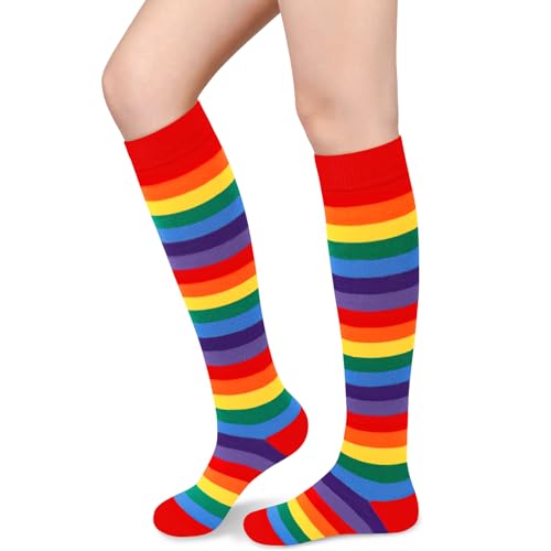 Rainbow Socks Women Crazy Socks for Women Rainbow Costume Adult Halloween Clown Costume Accessories Clown Stockings Sexy