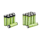 AmazonBasics Pilas AA Recargables, precargadas, Paquete de 8 (el Aspecto Puede Variar) + AAA High-Capacity Rechargeable Batteries 850mAh (12-Pack) Pre-Charged