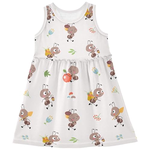Girls Casual Dress for Summer Cute Swing Sundress Sleeveless Cotton Casual Dress 2-8 Years
