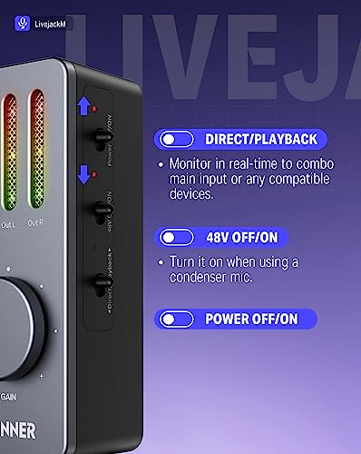 Donner Usb Audio Interface, Guitar Adapter Interface For Android Smartphones, Iphone, Mac, Tablets, And Pc, With Usb-C, Lightweight Audio Adapter With 48V Power For 192Khz, 24 Bit Recording #TOP2