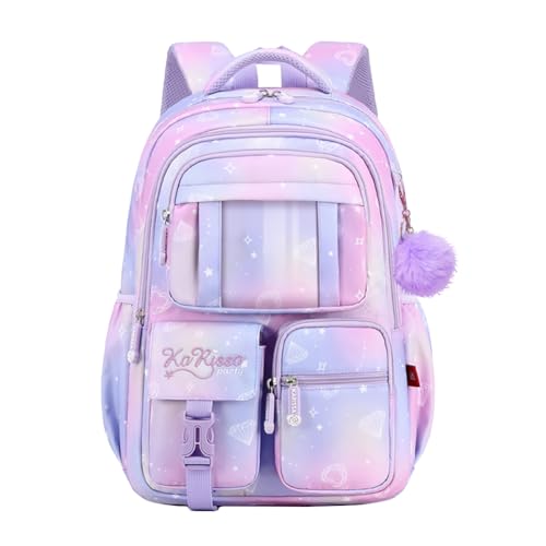 Image of MATMO Backpacks for Girls, School Backpack Kids Student Bookbag Travel Daypack (Purple)