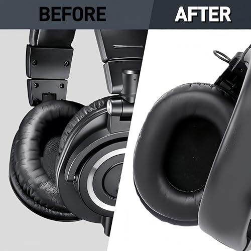 Repuestos de almohadillas para Audio Technica ATH M50X, cojines para auriculares compatibles con ATH-M50X M50 M40 M30 M20 MSR7, cuero sintético más suave, espuma de alta densidad – Negro miniatura 7
