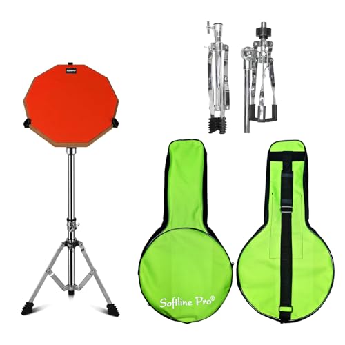 Image of Softline Pro SP-DPPK-Kit 12 inch & 10 Corners Dumbed Drum Practice Pad Kit, Double Side with Stand & Bag (SP-DPPK-43-KIT-OG)