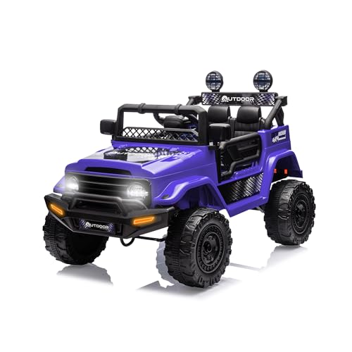 Outdoor Cruiser 12V Kids Ride-On Car with Remote Control - Dual 25W Motors, 4.5AH Battery, Safety Belt, Emergency Stop, Spring Suspension, Smooth Terrain Drive, Max Load 66 lbs, Ages 3-8 Years, Violet