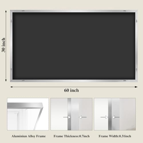Image of Koonmi Silver Rectangle Wall Mirror, 30x60 Inch Bathroom Mirror, Aluminum Frame Vanity Mirror for Entryway, Living Room, Bedroom Bathroom, Hangs Horizontally or Vertically