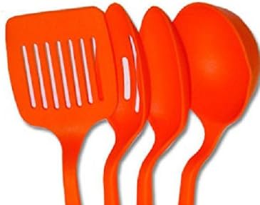 Kitchen Spatula Cooking Bakeware Tool Nylon Slotted Spatula Turner Spoons Utensils Set Kitchenware 11inch Long 1 Set of 4 Pcs Random Color
