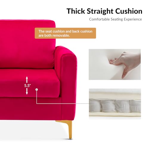 Sillón de terciopelo moderno fucsia metal dorado miniatura 4