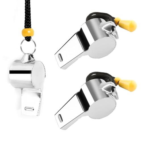 Pack de 2 silbatos de acero inoxidable con cordón miniatura 5