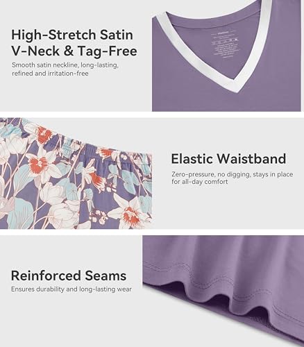 Image of WiWi Viscose from Bamboo Pajamas Set for Women Super Soft Short Sleeve Cooling Summer Plus Size Pjs Sets Sleepwear S-4X