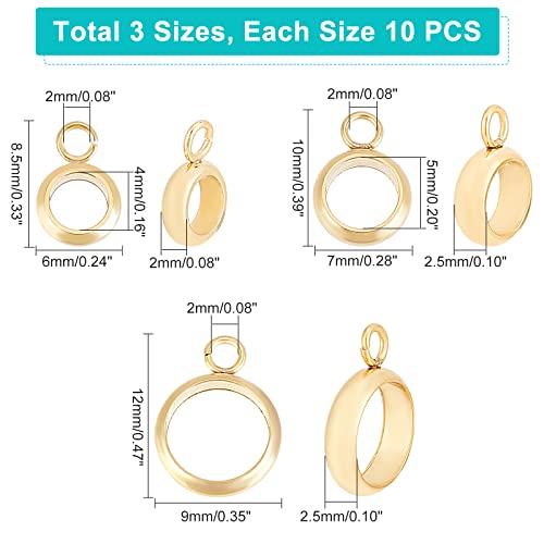 UNICRAFTALE About 30pcs Golden Ring Hanger Links Column Bail Beads 304 Stainless Steel Hanger Links Pendant Bail Hanger Dangle Connector Links for Dangle Jewelry Making 4~7mm Inner Dia - Image 4