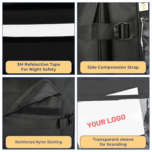 Image of Multipurpose Delivery Bag - Extra Large Backpack for Courier, Grocery, E-Commerce & Catering Use, Travel & Luggage Check-in Bag (Black, 15x15x20 inch)