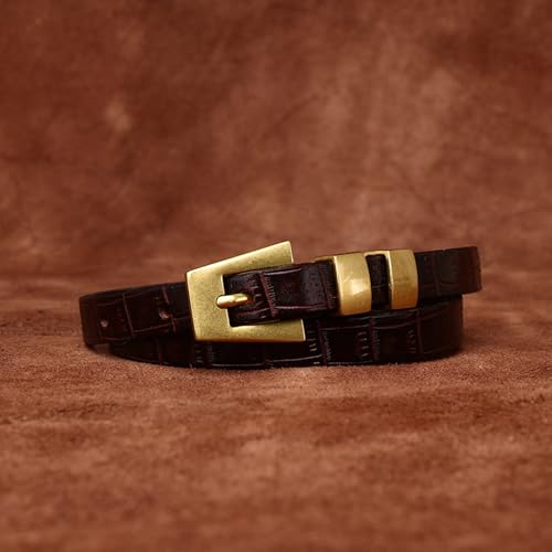 Women's Skinny Leather Belt - Adjustable Thin 1.3cm Wide Waist Strap With Gold Buckle For Dresses Jeans3