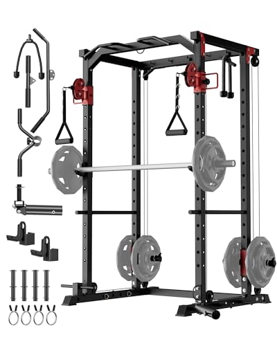 Garvee Power Cage, Multi-Functional Power Racks for Home Gym with Dual Pulley Systems, 1200 LBS...