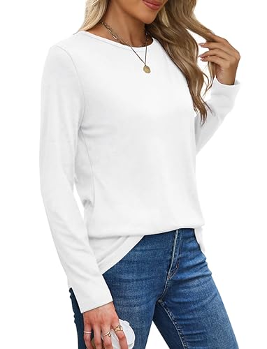XIEERDUO Long Sleeve Shirts for Women Casual Crew Neck Basic Fall Tops Loose Fit Comfy3