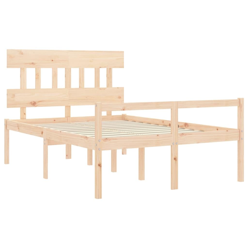 Seniorenbett aus Massivholz 120x200 cm mit Kopfteil und Fußteil sowie seniorengerechtem Lattenrost