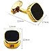 HAWSON Cufflinks and Studs for Men - Black Stone Mens Fashion Gold Cuff Links and Tuxedo Shirt Studs Set for Regular Weeding Business Accessories