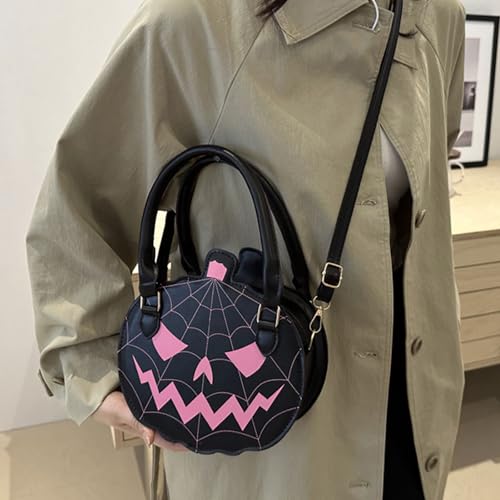 Pumpkin Crossbody Bag for Women Novelty Devil Shoulder Bag PU Leather Handbag Halloween Funny Purse4
