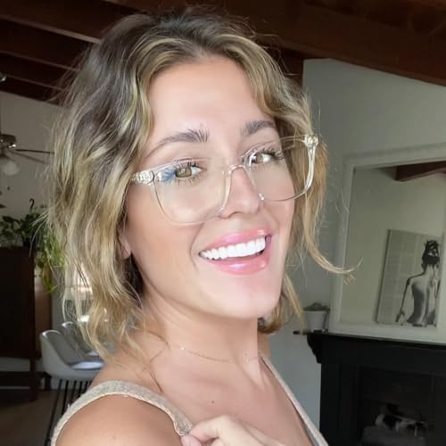 Image of Clear Blue Light Glasses for Women and Men, Fashionable Square Frame Glasses with Anti Glare Protection